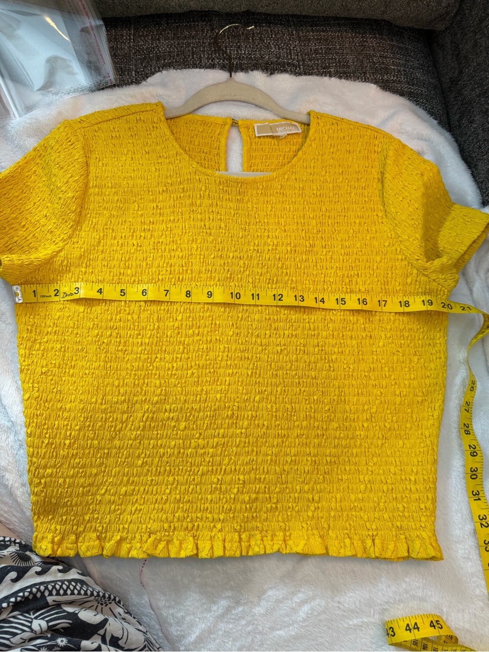 MICHAEL Michael Kors Bright Yellow Textured Short-Sleeve Top 2331